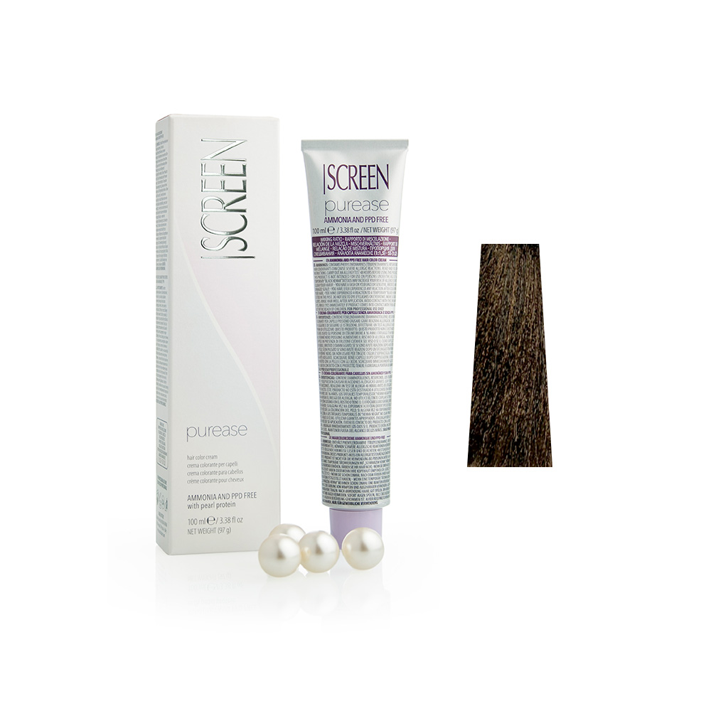 Крем-фарба без аміаку з протеїнами перлів SCREEN Purease 5O (5.7) Matt Light Brown, 100 ml - 1